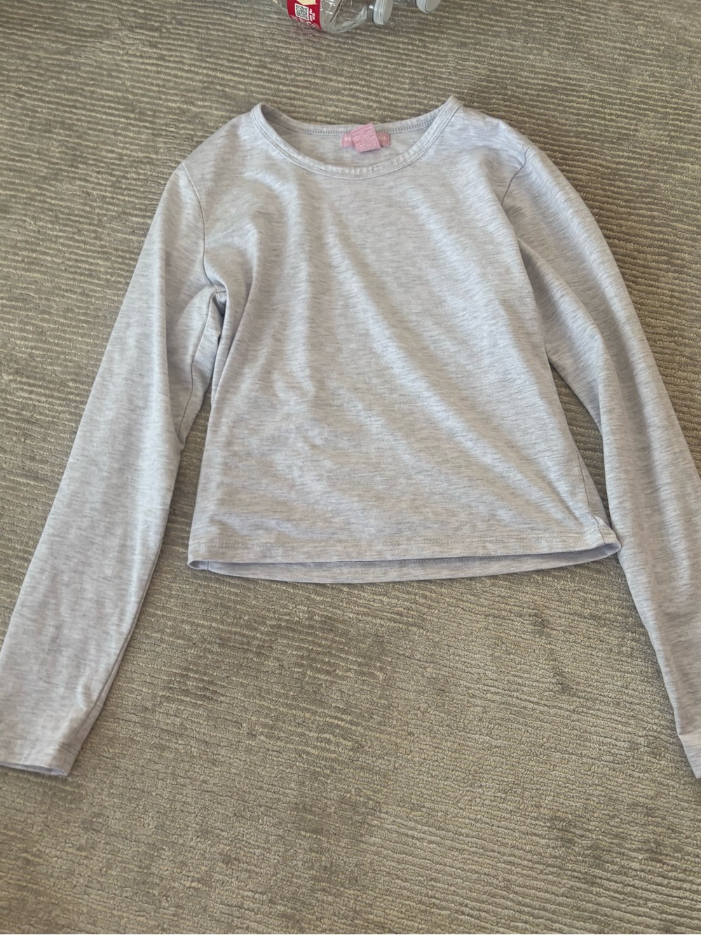 Long-Sleeve Crewneck Top - Light Gray